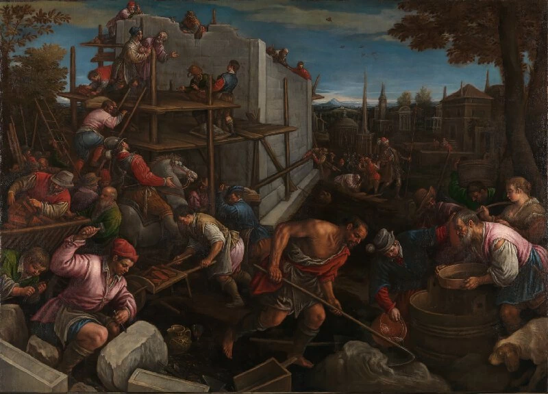 32-Leandro Dal Ponte, detto Bassano-Costruzione della Torre di Babele - Praga, Galleria del Castello   